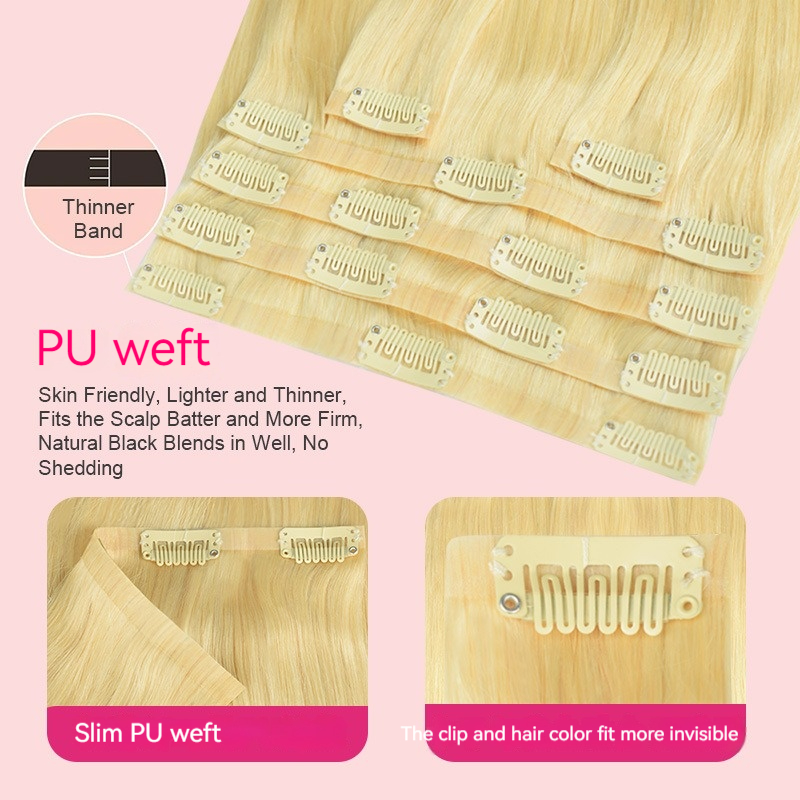 Achieve an effortlessly chic look with our full real hair PU clip, designed for sleek and straight styling that enhances your natural beauty with simplicity and elegance